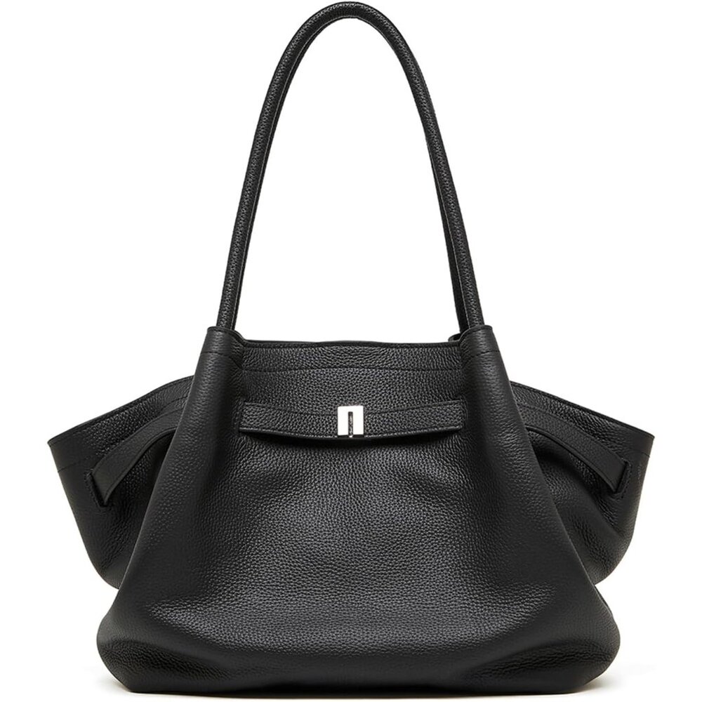 Stylish Black Leather Tote Bag For Women - Perfect For Office & Daily Essentials